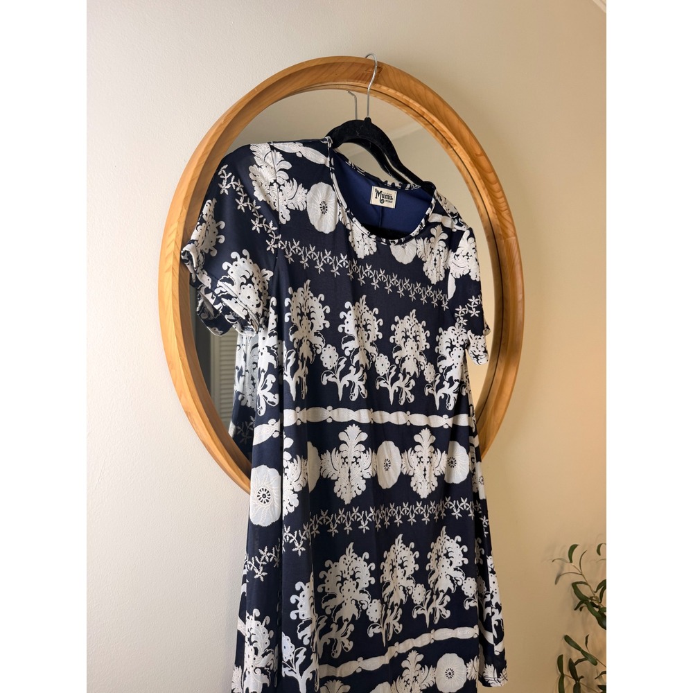 Show Me Your Mumu Shift Dress Womens Medium Navy Blue Excellent Floral Mini Boho - Picture 3 of 5